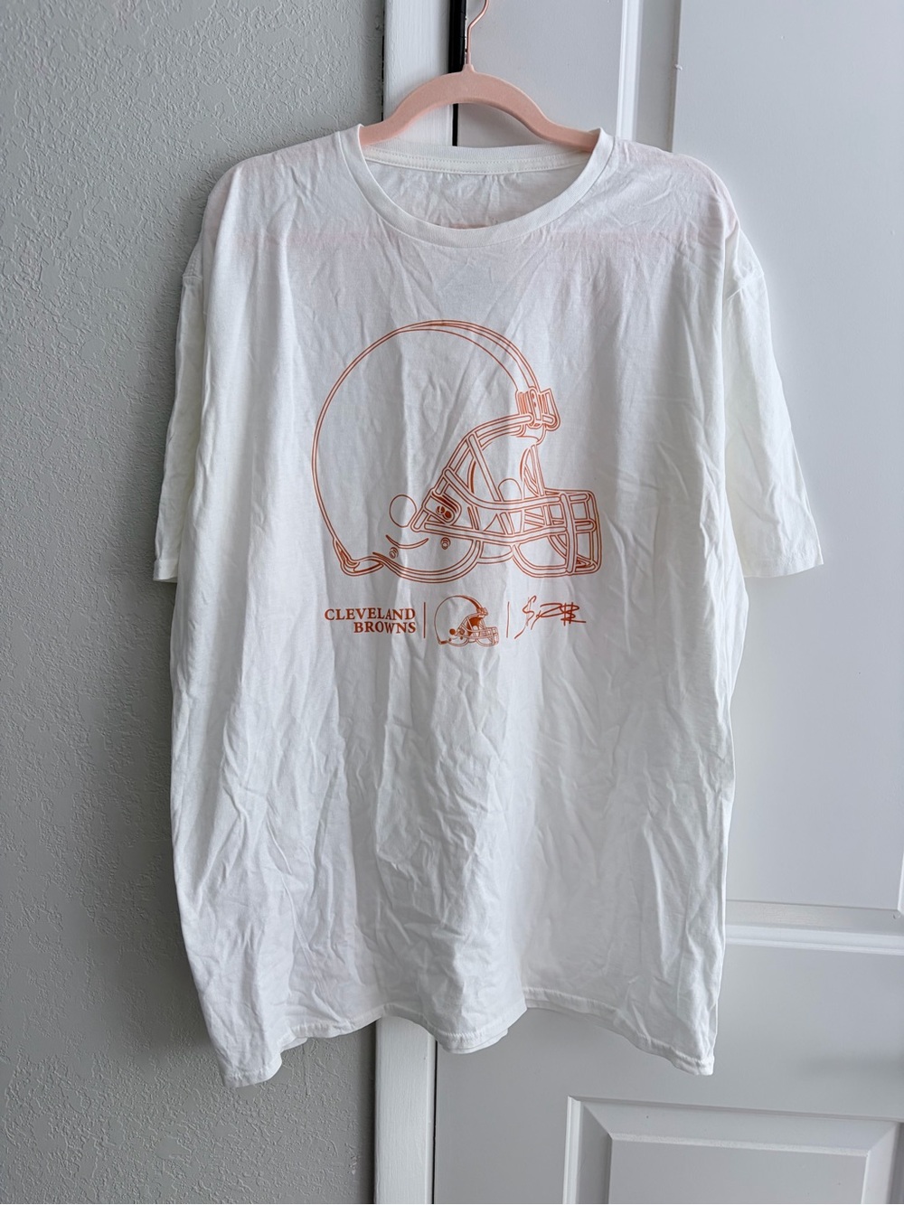 Browns Fanatics White Tee with Orange Graphic Stripe